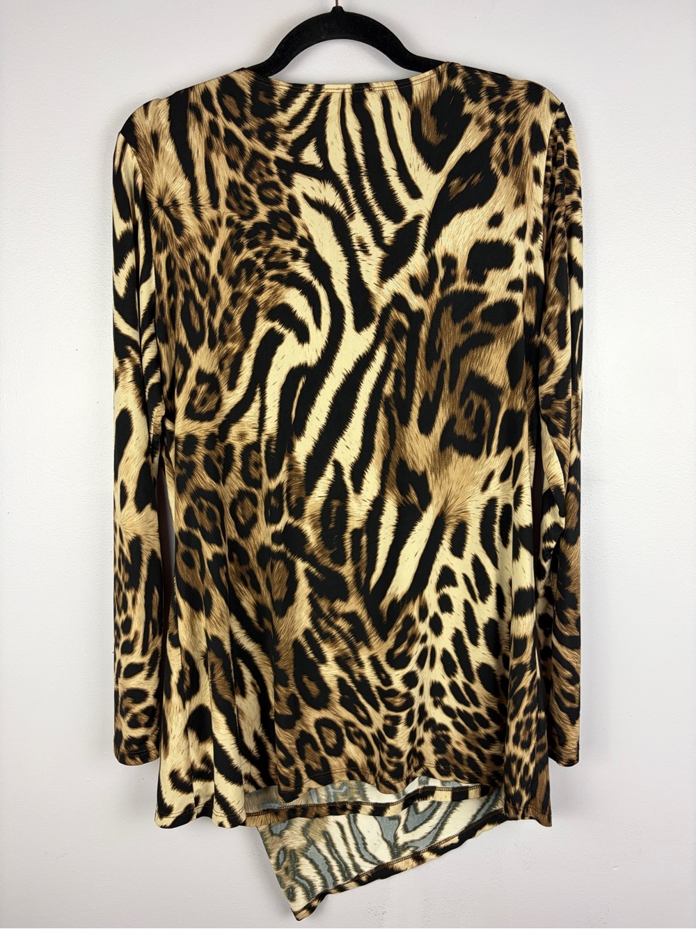 Melanie Lyne Size 12 Leopard Zebra Animal Print Asymmetrical Tunic Top - Picture 14 of 14